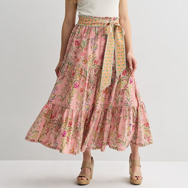 Petite Farmers Market Belted Tiered Skirt