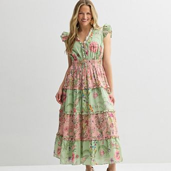 Petite Farmers Market V-Neck Ruffle Midi Dress