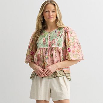 Petite Farmers Market Bib Front Blouse