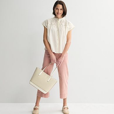 Petite Farmers Market Eyelet Yoke Dolman Top