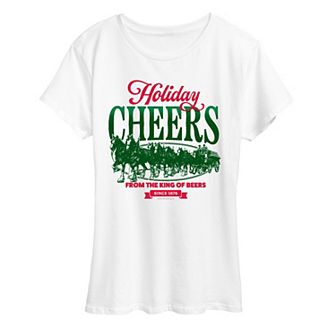 Women's Budweiser Clydesdales Holiday Cheers Christmas Graphic Tee