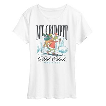 Women's Dr. Seuss The Grinch Mt Crumpit Ski Club Christmas Graphic Tee