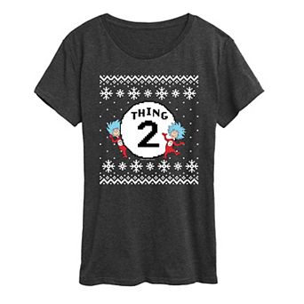 Women's Dr. Seuss The Cat In The Hat Thing Two Christmas Graphic Tee