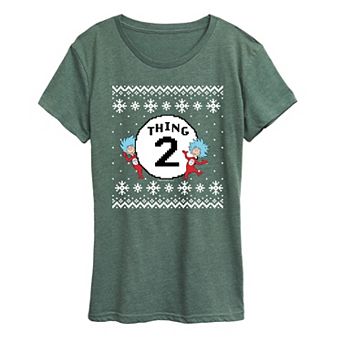 Women's Dr. Seuss The Cat In The Hat Thing Two Christmas Graphic Tee