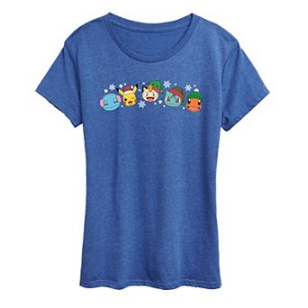 Women's Pokémon Group Christmas Graphic Tee