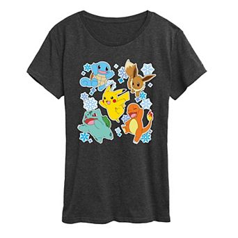 Women's Pokémon Winter Stickers Christmas Graphic Tee
