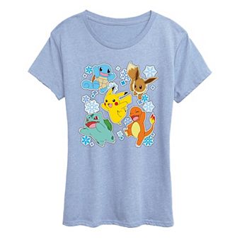 Women's Pokémon Winter Stickers Christmas Graphic Tee