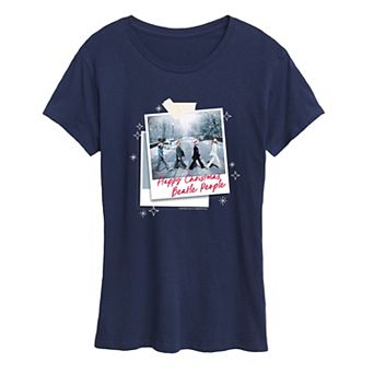 Women's The Beatles Happy Christmas Polaroids Christmas Graphic Tee