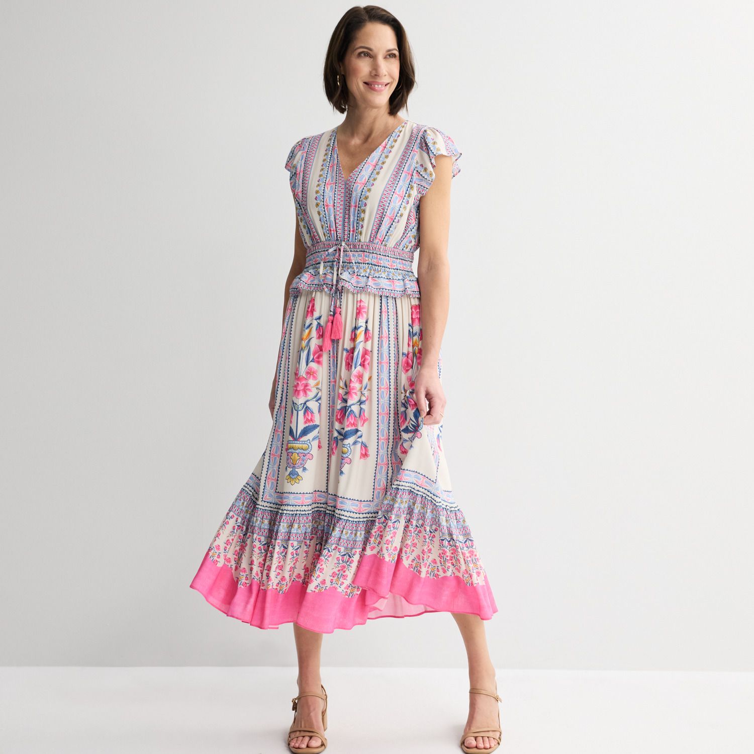Женские платья Farmers Market Smocked Waist Midi Dress