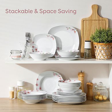 24-piece Porcelain Dinnerware Set, for 6, incl. Dinner, Dessert, Soup Plates, Bowls