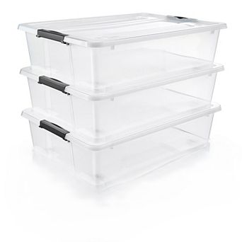 Sorbus 3 Pack 40-qt Plastic Under Bed Storage Bins - for Clothes, Dorm Essentials