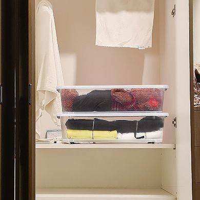 Sorbus 3 Pack 40 Qt Plastic Under Bed Storage Bins - for Clothes, Dorm Essentials