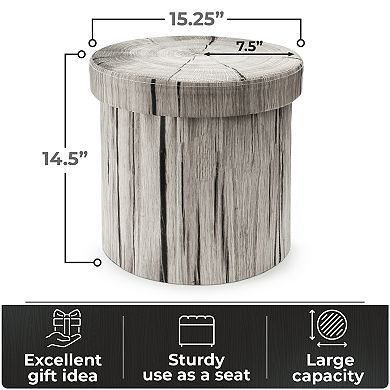 Sorbus 2 Pack 15 Inch Faux Tree Stump Storage Ottoman - Versatile, Lightweight and Multipurpose