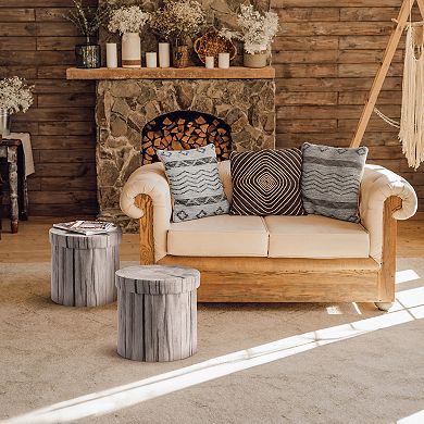 Sorbus 2 Pack 15 Inch Faux Tree Stump Storage Ottoman - Versatile, Lightweight and Multipurpose