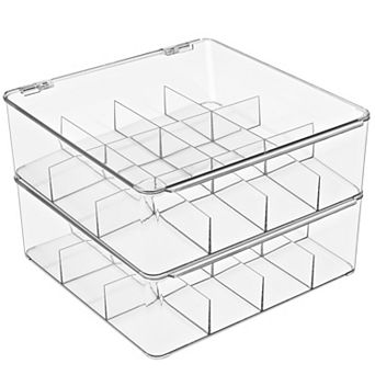 Sorbus 2 Pack 12 Compartments Stackable Tea Bag Organizer with Hinged & Lid - for Kitchen Organizers