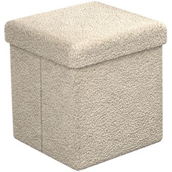 Sorbus 15" Teddy Fabric Foldable Storage Ottoman - Multipurpose for Living Room, Bedroom, & more