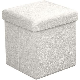 Sorbus 15" Teddy Fabric Foldable Storage Ottoman - Multipurpose for Living Room, Bedroom, & more