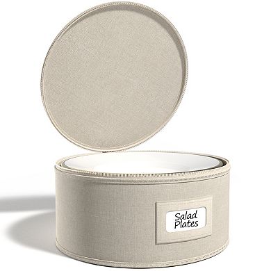 Sorbus Bowl Plate Storage with Lid (Holds Service for 12) with Felt Protectors 9" x 6"