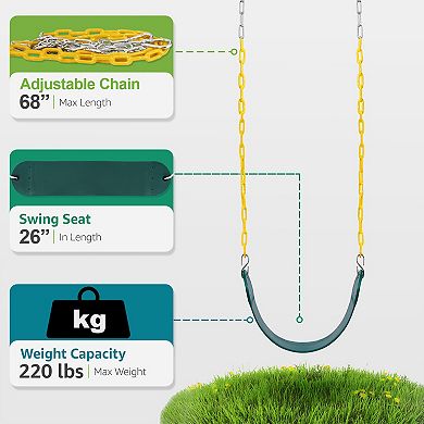 Sorbus 68" Chain Heavy Duty Swing Seat with Snap Hooks - Playground Swing Supports 220lb
