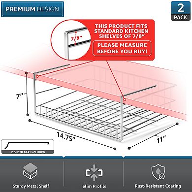 Sorbus 2 Pack Under Cabinet Can Storage Shelf Pantry Organizer with Divider for Canned Goods