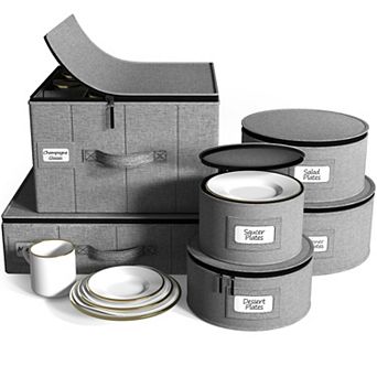 Sorbus 6 pc Stackable Plate Carrier Set with Felt Plate Protector