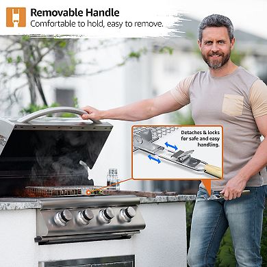 Sorbus Stainless Steel Large Folding Barbecue Grilling Basket with Handle - for Outdoor Cooking