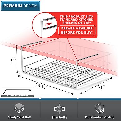 Sorbus Under Cabinet Can Storage Shelf Pantry Organizer with Divider for Canned Goods