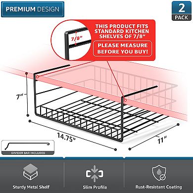 Sorbus 2 Pack Under Cabinet Can Storage Shelf Pantry Organizer with Divider for Canned Goods