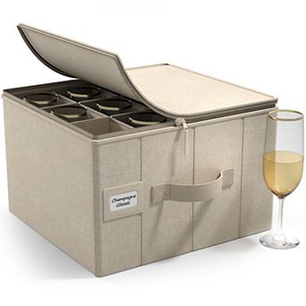 Sorbus Flute Glasses with Lid (Holds Service for 12) with Felt Protectors 13 x 10 x 10.6