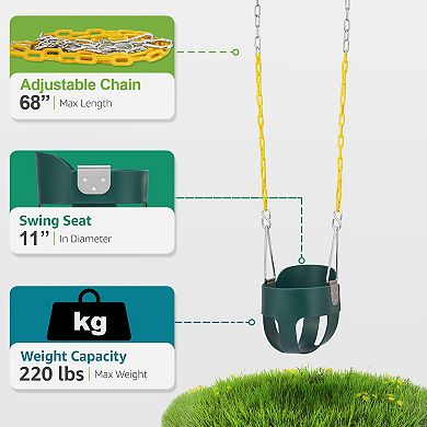 Sorbus High Back Bucket Swing for Infants and Toddlers, with Coated Chains - Ages 6 Months and Up