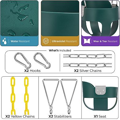Sorbus High Back Bucket Swing for Infants and Toddlers, with Coated Chains - Ages 6 Months and Up