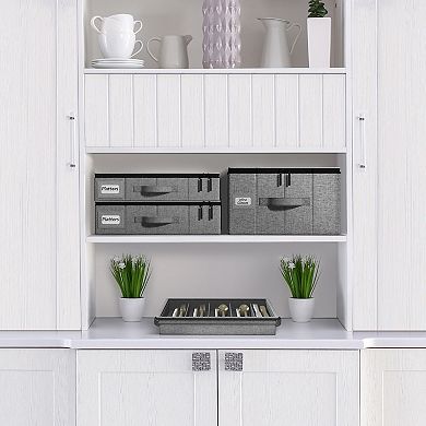 Sorbus Platter Storage with Lid (Holds Service for 12) with Felt Protectors 17 x 13 x 4 2 Pack