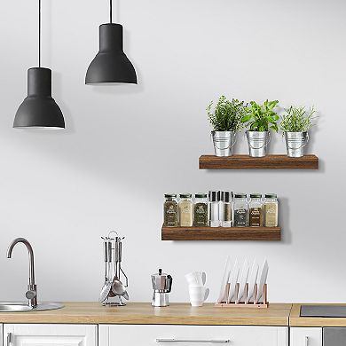 2 Pack 16 Inch Sorbus Coastal Rectangle Floating Shelves - Display Trophies, Books, Frames, and more