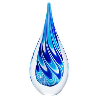 Luxury Lane Hand Blown Swirl Wave Tear Drop Sommerso Art Glass Sculpture