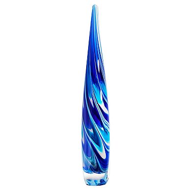Luxury Lane Hand Blown Swirl Wave Tear Drop Sommerso Art Glass Sculpture
