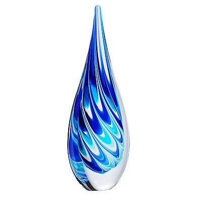 Luxury Lane Hand Blown Swirl Wave Tear Drop Sommerso Art Glass Sculpture