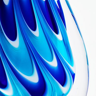 Luxury Lane Hand Blown Swirl Wave Tear Drop Sommerso Art Glass Sculpture