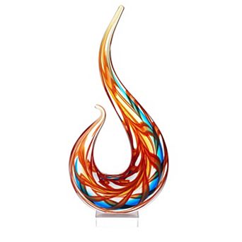 Luxury Lane Hand Blown Flame Sommerso Art Glass Sculpture