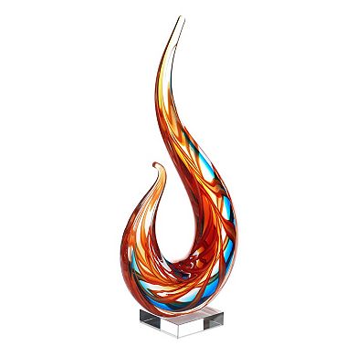 Luxury Lane Hand Blown Flame Sommerso Art Glass Sculpture