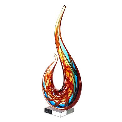 Luxury Lane Hand Blown Flame Sommerso Art Glass Sculpture