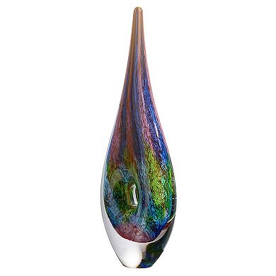 Luxury Lane Hand Blown Abstract Hollow Tear Drop Sommerso Art Glass Sculpture