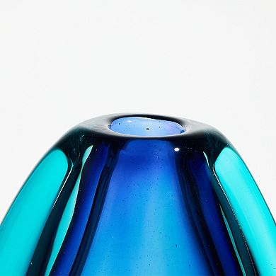 Luxury Lane Hand Blown Sommerso Oval Art Glass Vase