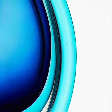 Luxury Lane Hand Blown Sommerso Oval Art Glass Vase