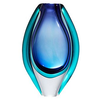 Luxury Lane Hand Blown Sommerso Oval Art Glass Vase