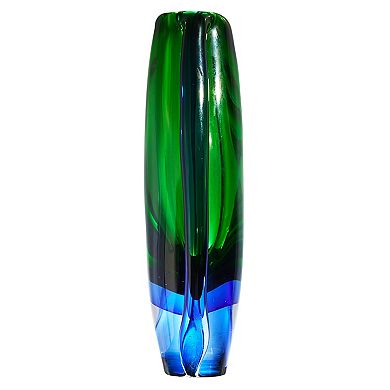 Luxury Lane Hand Blown Sommerso Oval Art Glass Vase