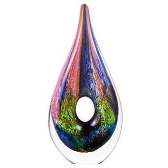 Luxury Lane Hand Blown Abstract Hollow Tear Drop Sommerso Art Glass Sculpture