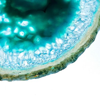 Luxury Lane Set of 4 Natural Brazilian Agate Stone Coasters with Wood Holder