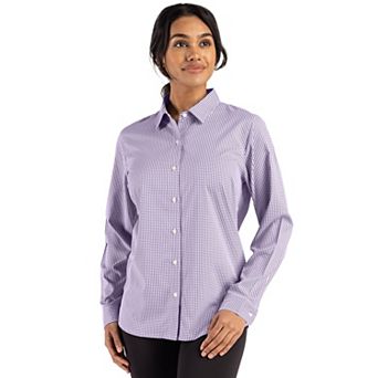 Cutter & Buck Skyline Epic Confidence Recycled Gingham Womens Long Sleeve Dress Shirt