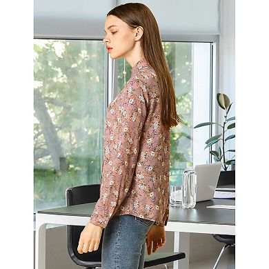 2 Packs Women's Button Down Long Sleeve Ditsy Floral Shirt