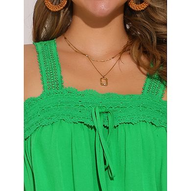 2 Packs Casual Sleeveless Top for Women Square Neck Panel Lace Ruffles Tank Tops